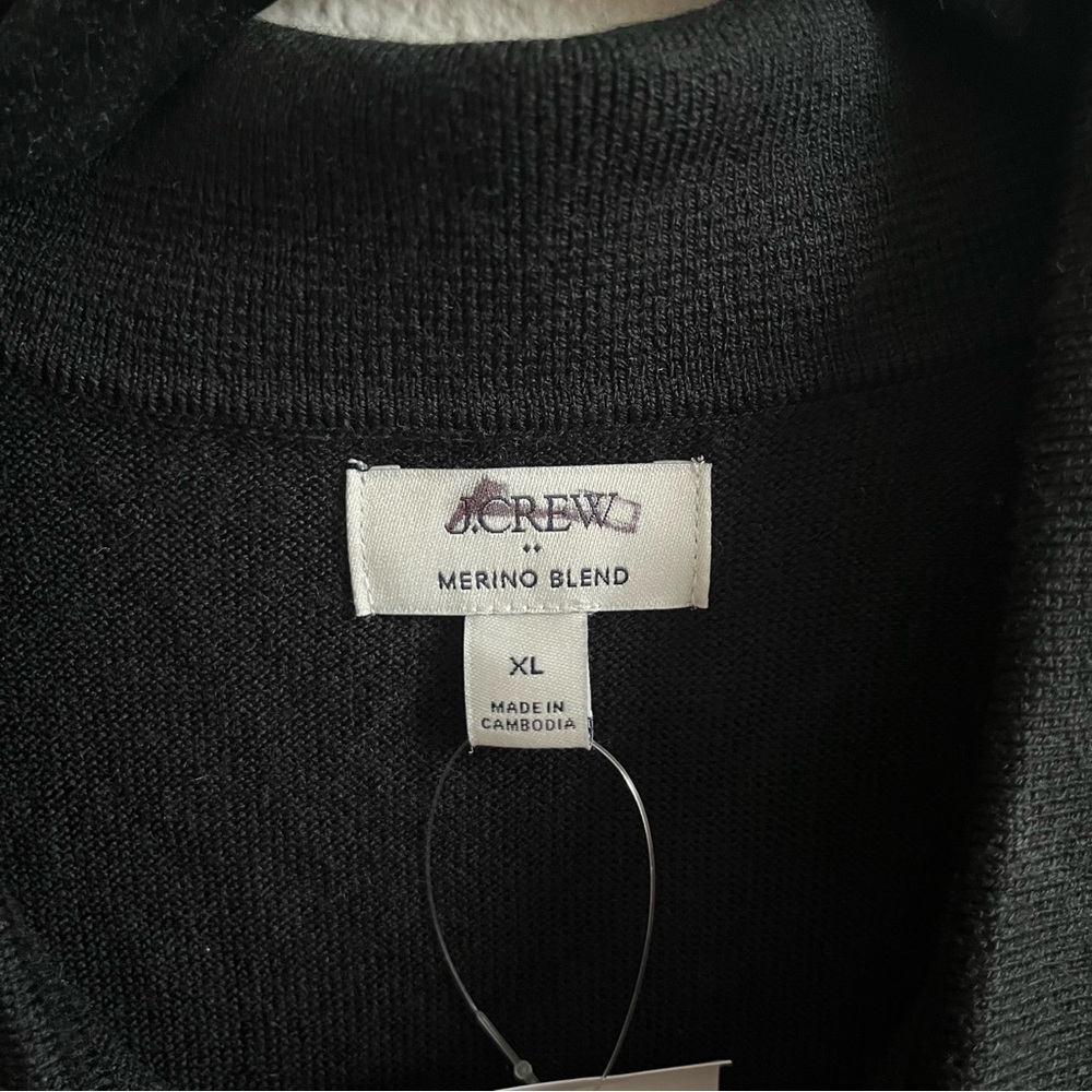 NWT J. Crew Merino wool-blend sweater-polo Black Woman’s XL - Picture 5 of 8